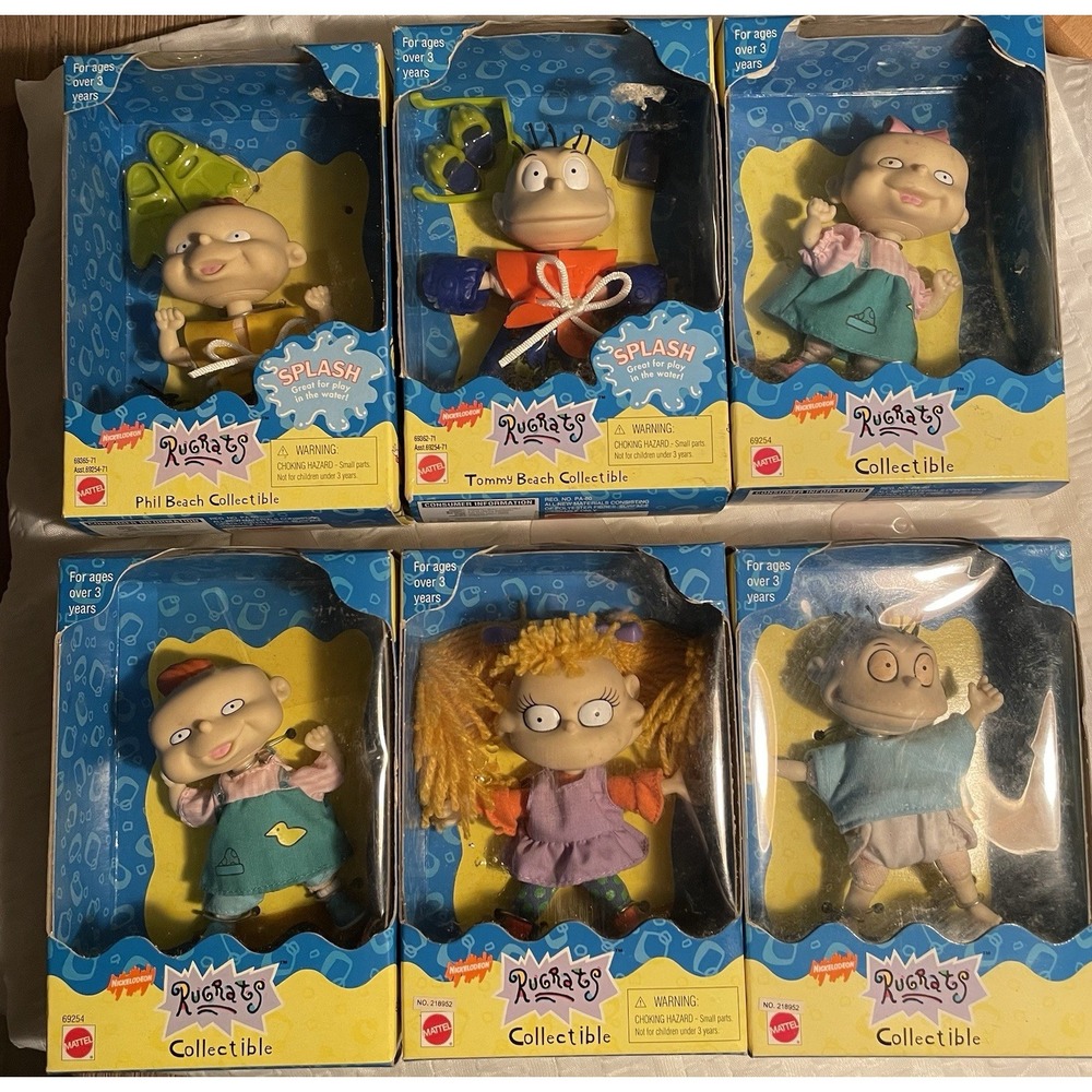Rugrats Collectible Figures By Mattel, Lot of 6 Phil, Tommy, Angelica & More